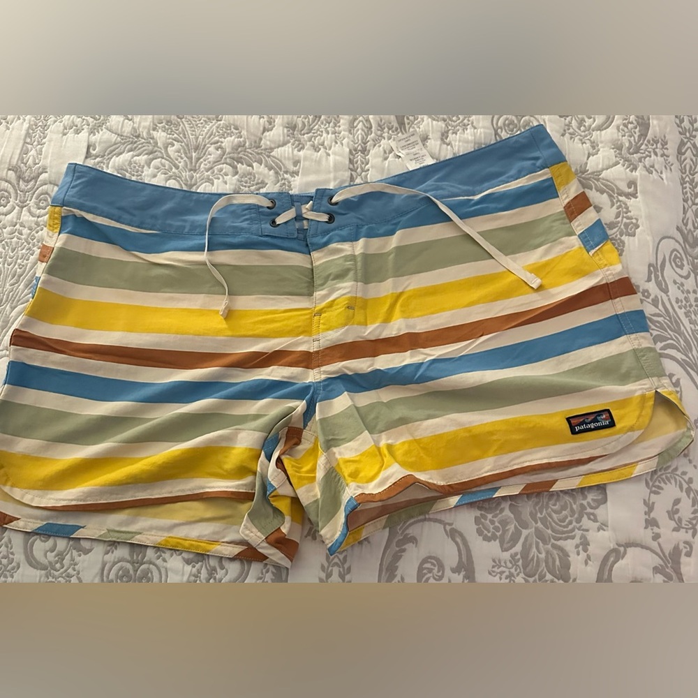 Patagonia Blue and Tan Swim Shorts